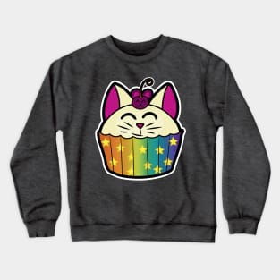 Catcake With Mouse-Cherry - Rainbow Crewneck Sweatshirt